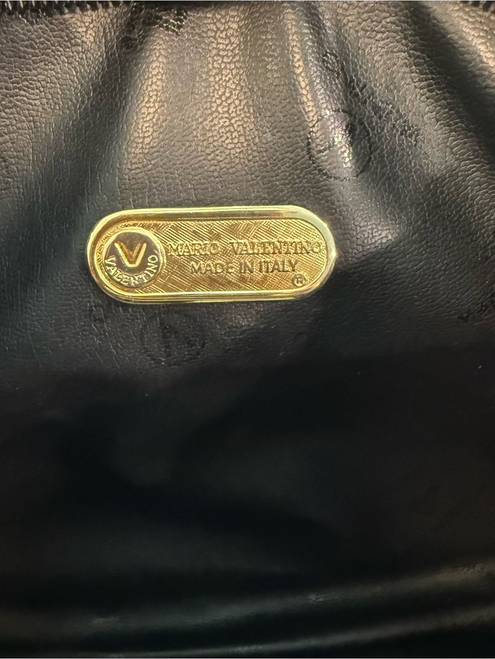 Mario Valentino Black Leather Clutch with Gold Plaque - Picture 4 of 6